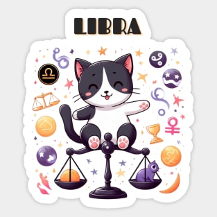 Libra Zodiac Cat Sticker